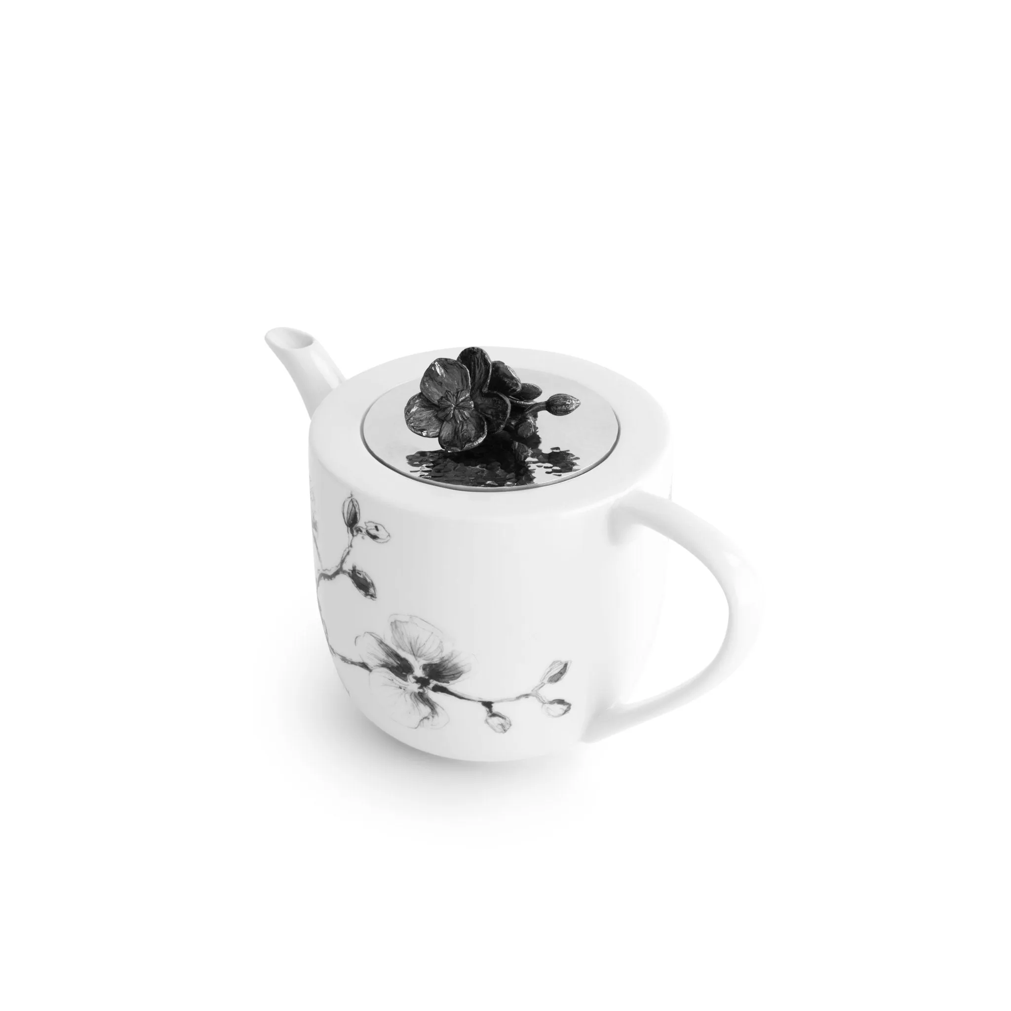 Black Orchid Porcelain Teapot