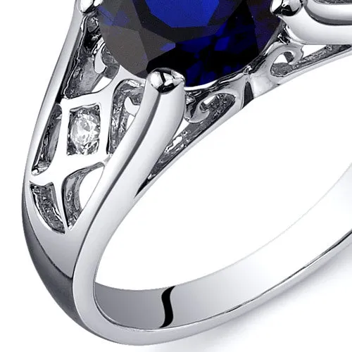 Blue Sapphire Round Cut Sterling Silver Ring Size 5