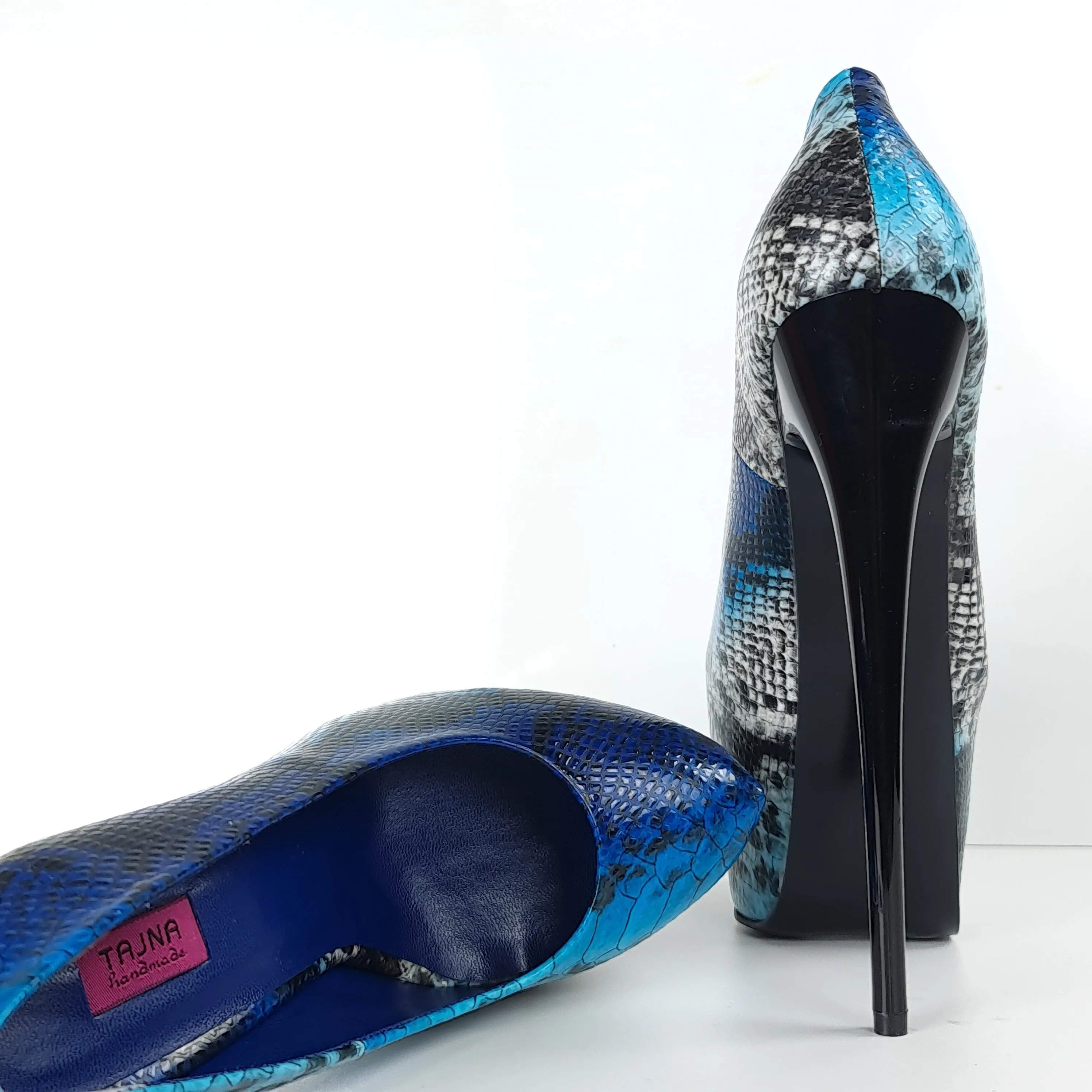 Blue Snake Print Classic High Heel Pumps