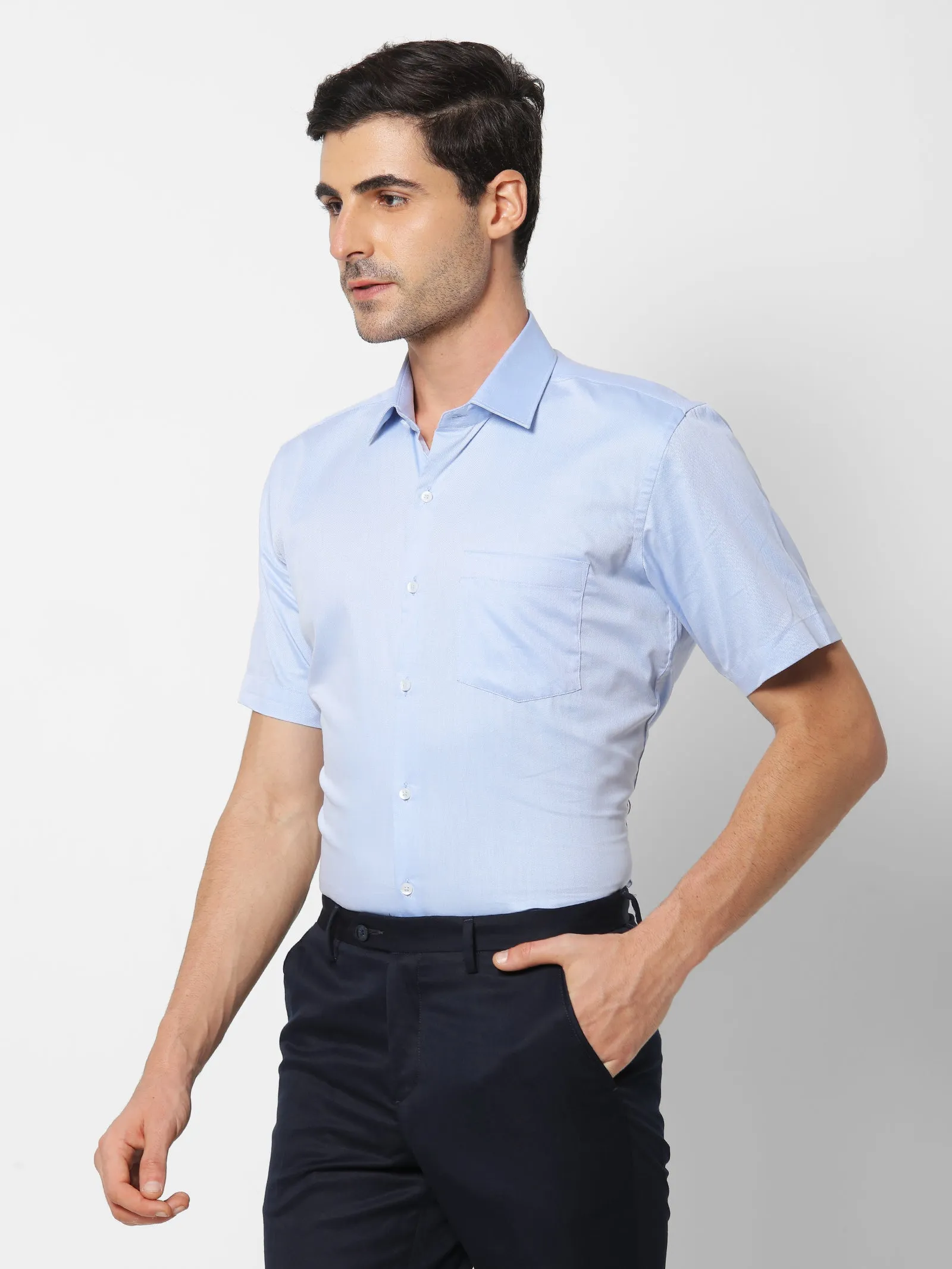 Blue Solid Formal Shirt