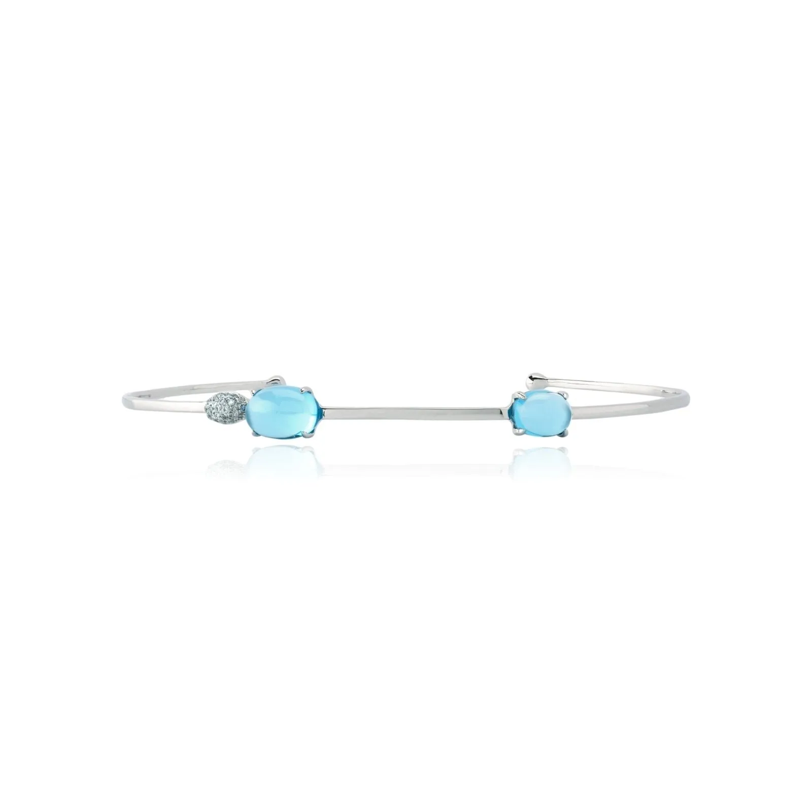 Blue Topaz and Diamond Cluster Heirloom Cuff Bangle