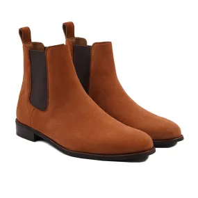 Bochum - Men's Orange Tan Kid Suede Chelsea Boot