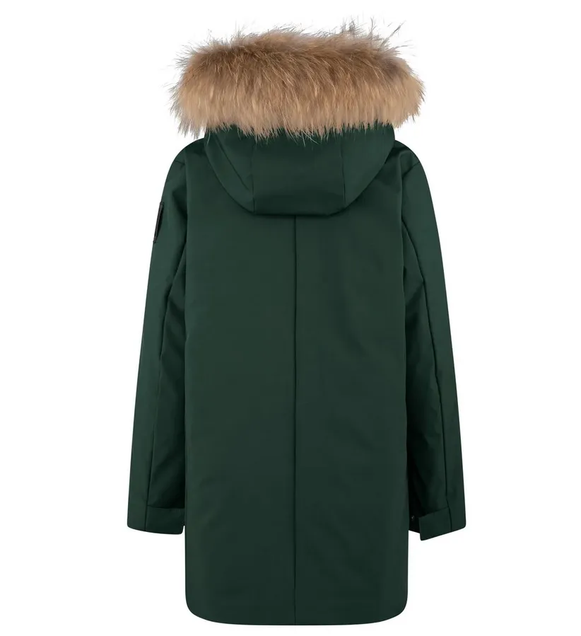 Bomboogie children's parka jacket with hood and fur CK094VTAC3 307 forest green