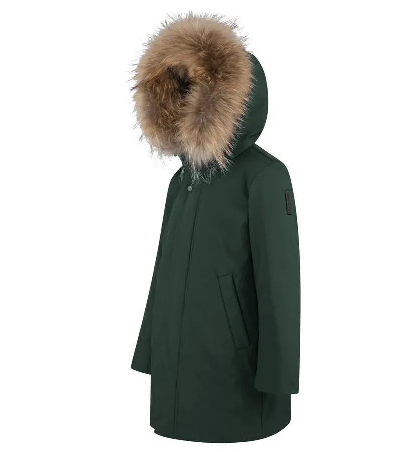 Bomboogie children's parka jacket with hood and fur CK094VTAC3 307 forest green