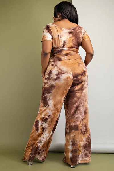 Brown /Mocha Wrap Top Pant Set