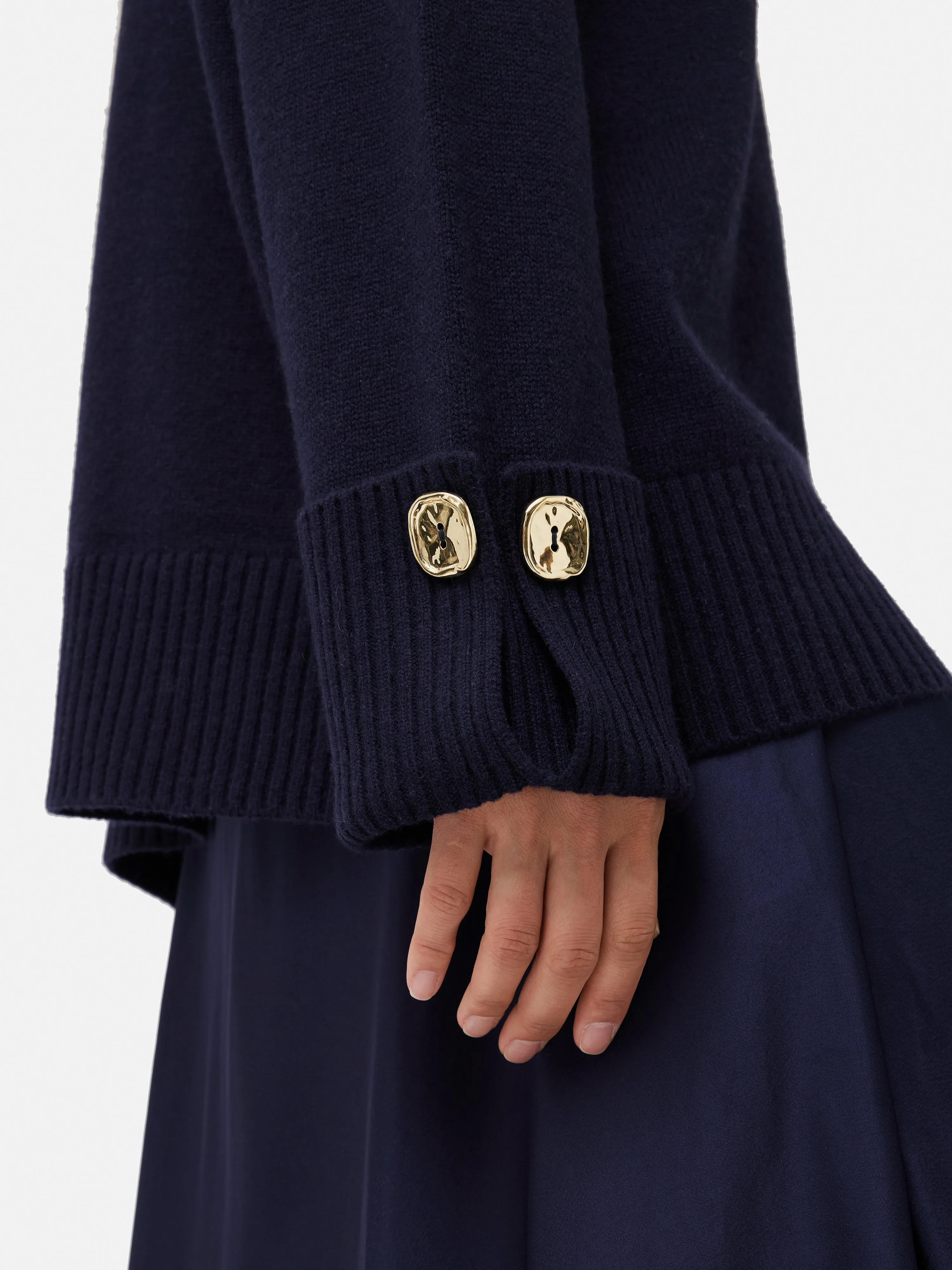 Button Detail Oversized Jumper | Navy