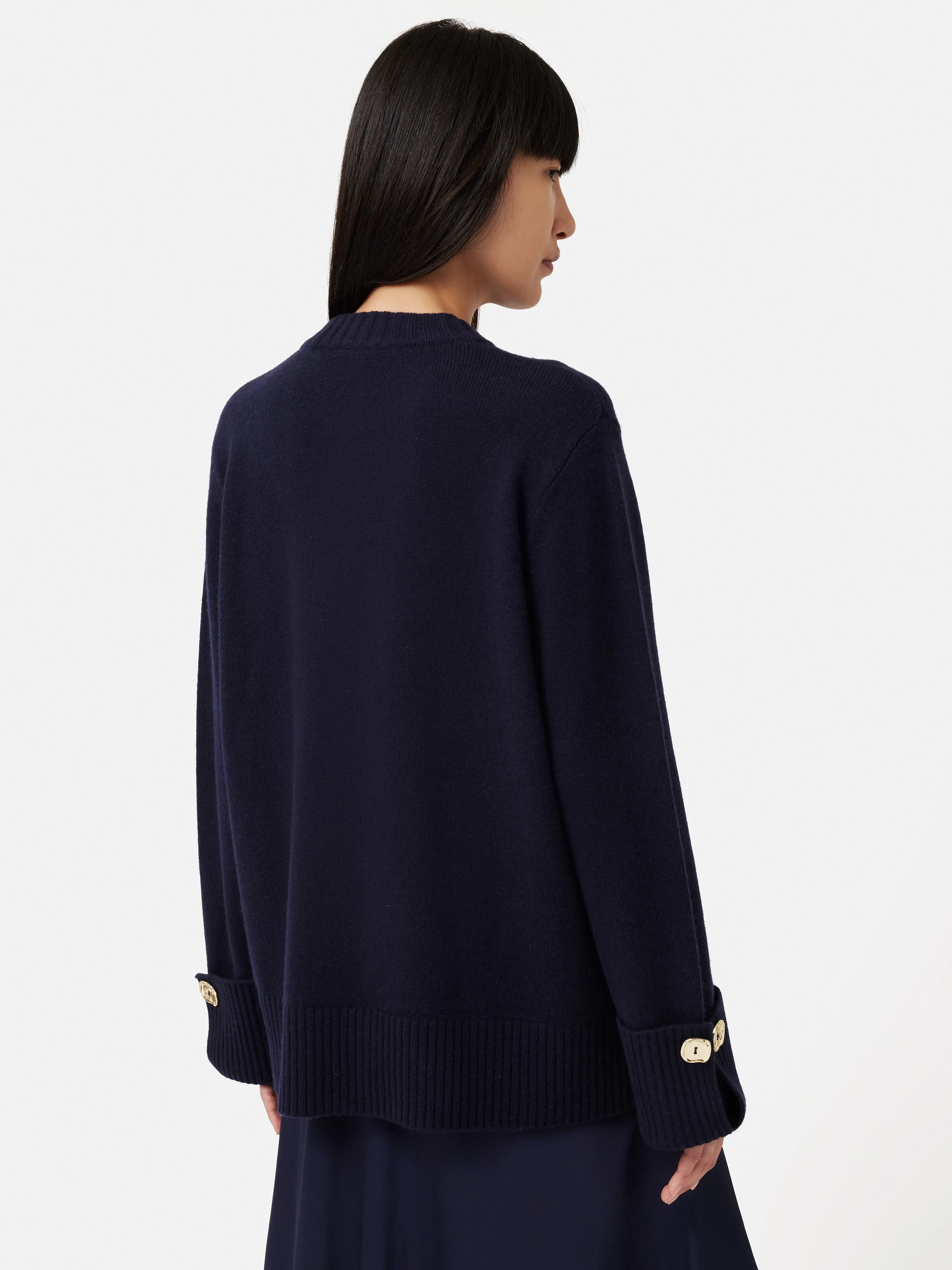 Button Detail Oversized Jumper | Navy