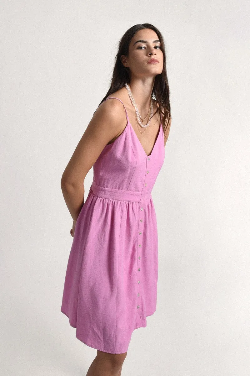 Button Front Dress - Pink