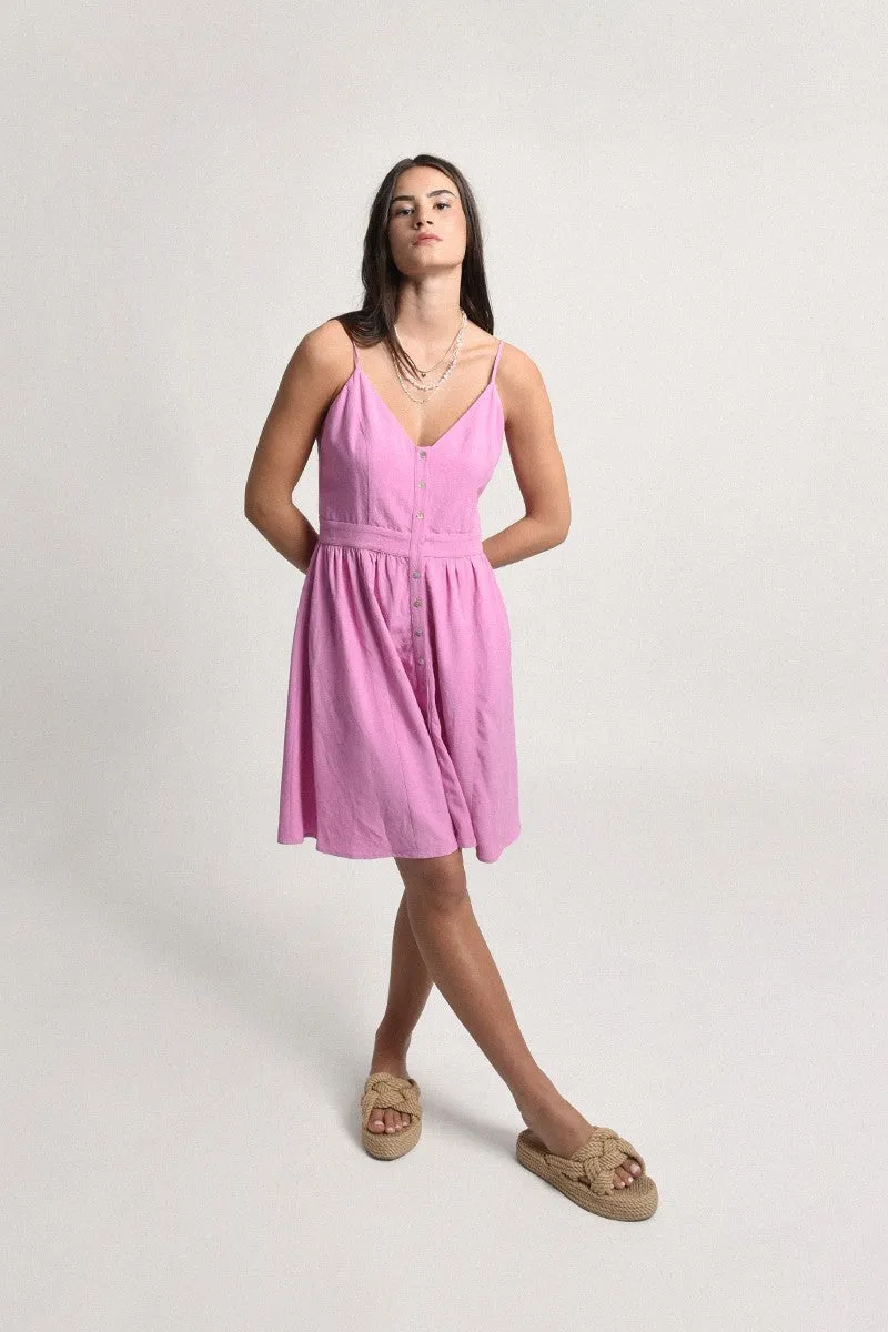 Button Front Dress - Pink