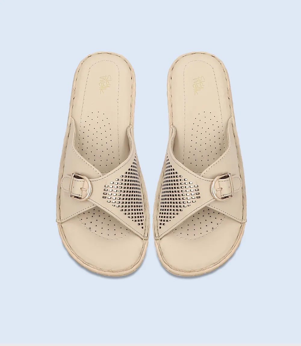 BW7531-BEIGE-Women Comfort Slipper