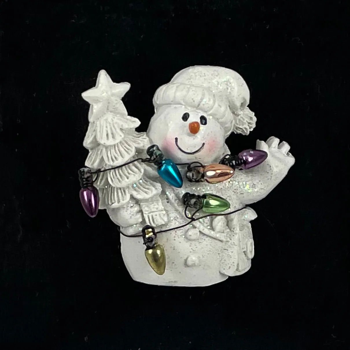 Ceramic Snowman Christmas Brooch