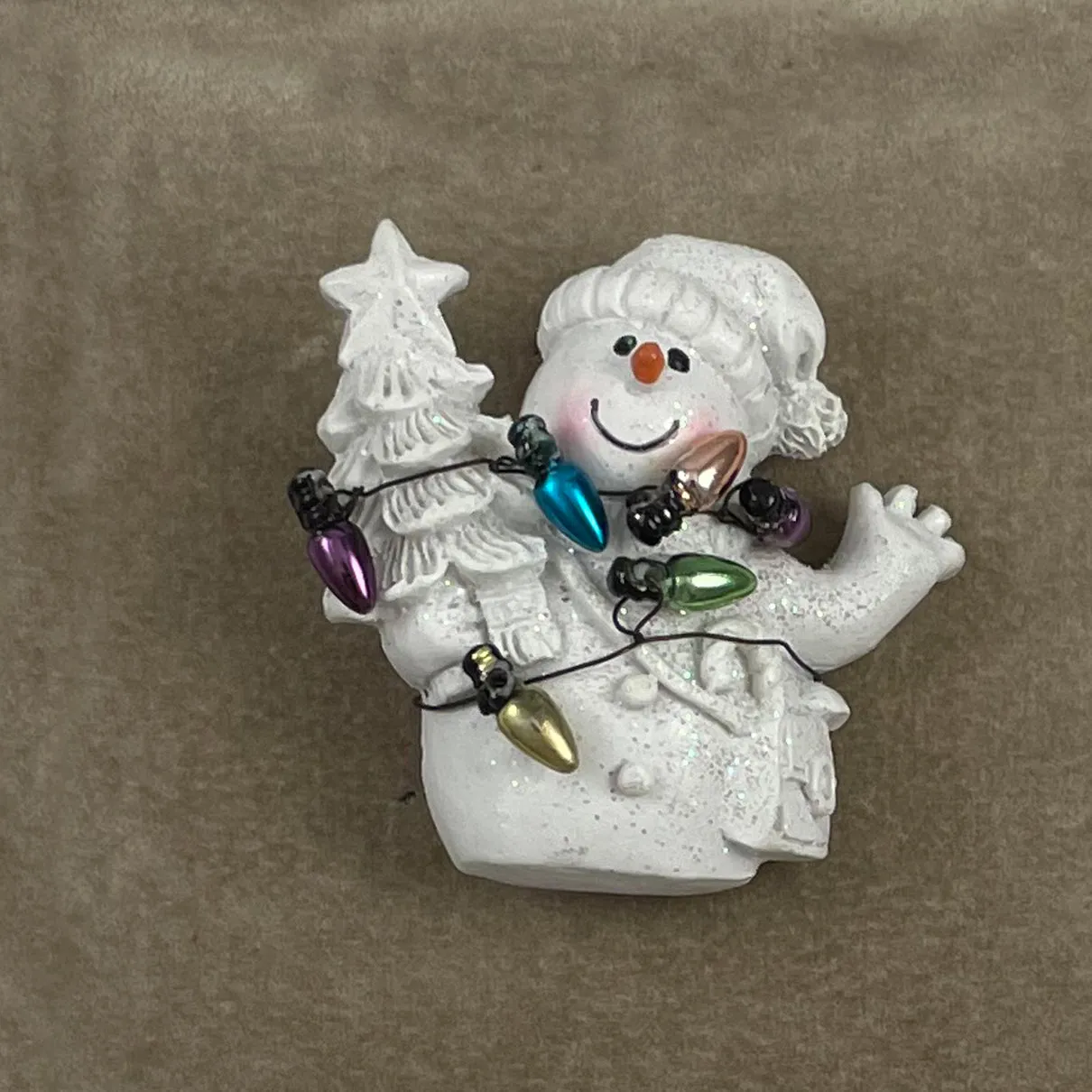 Ceramic Snowman Christmas Brooch