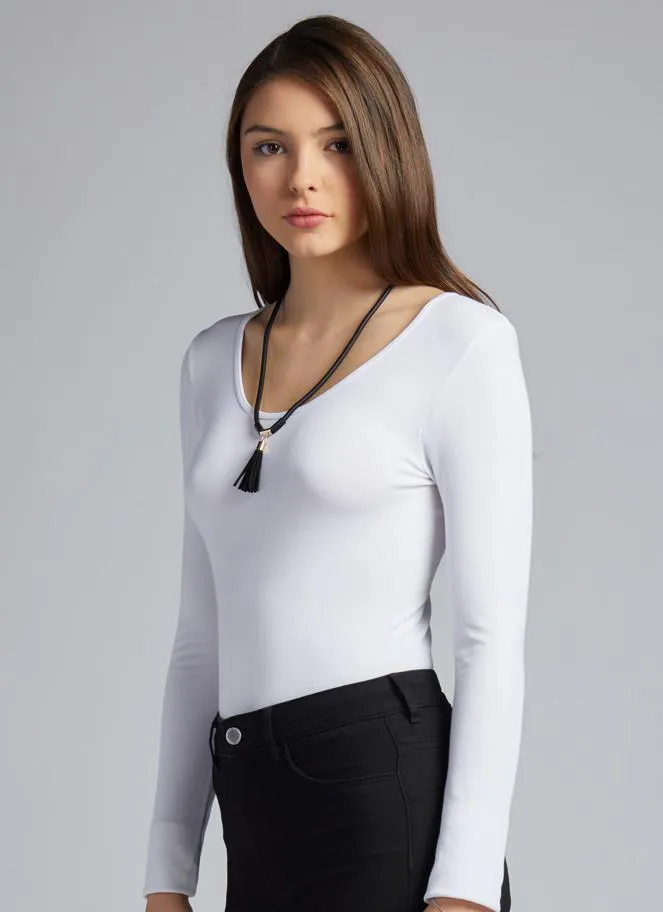 C'EST MOI Bamboo Long Sleeve Scoop Neck Top