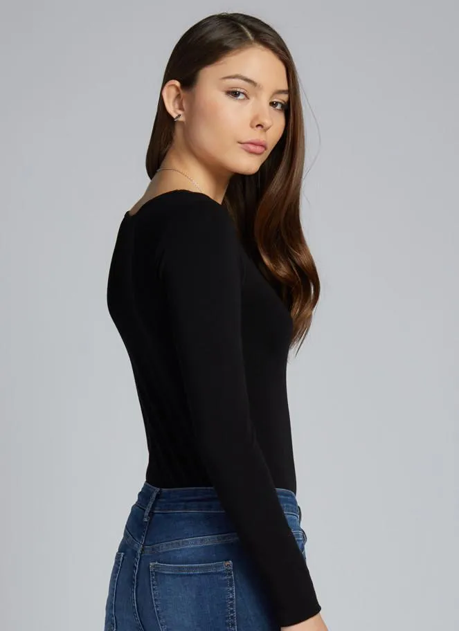 C'EST MOI Bamboo Long Sleeve Scoop Neck Top