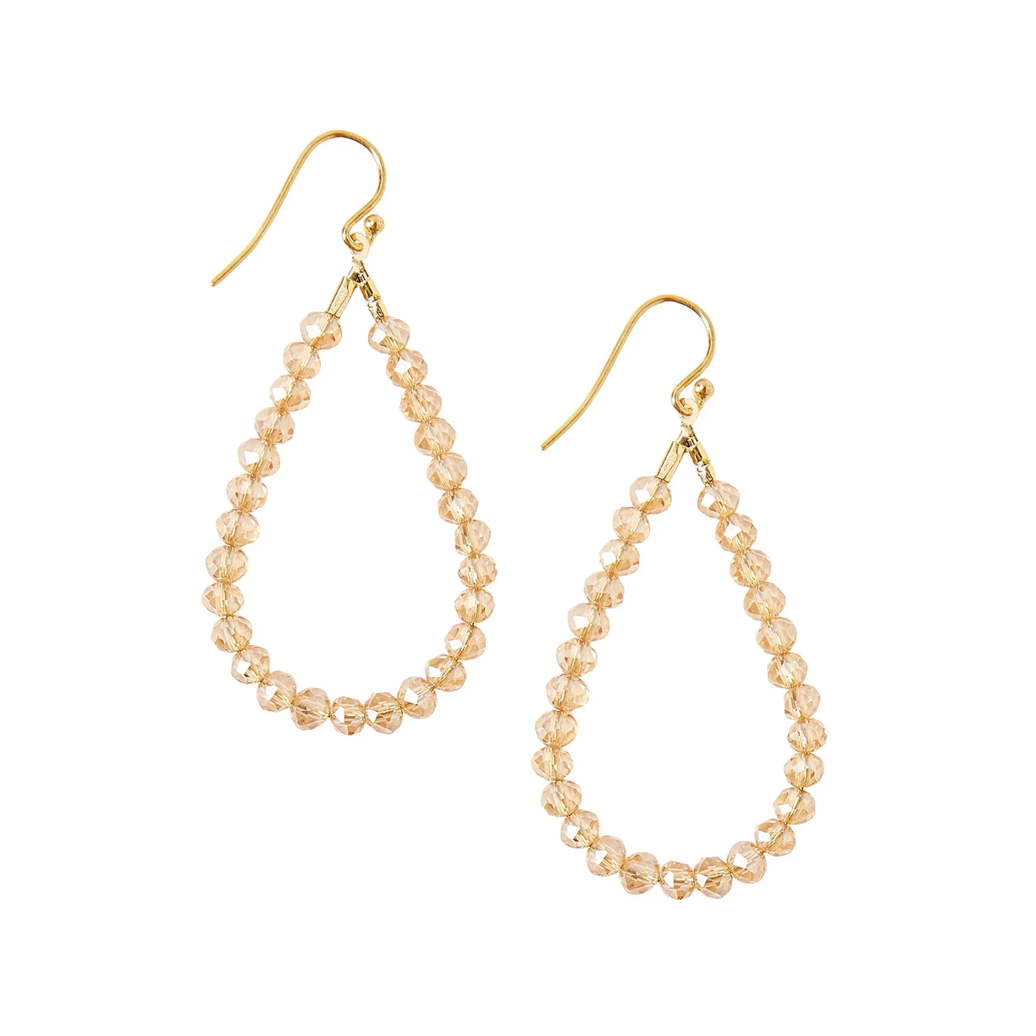 Chan Luu Sunflower Crystal Teardrop Dangle Earrings in Gold Tone