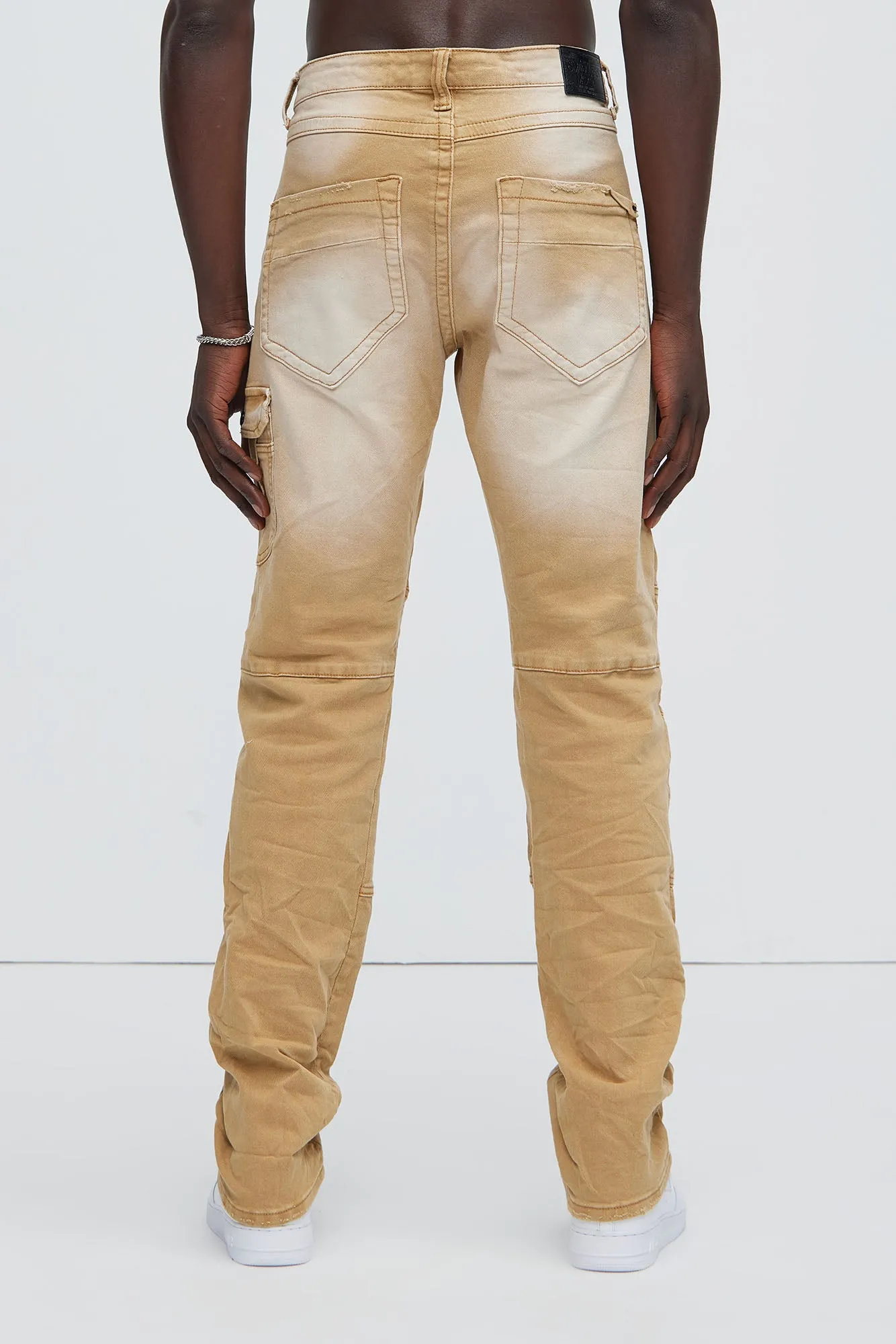 Chill Out Washed Slim Flare Jeans - Khaki