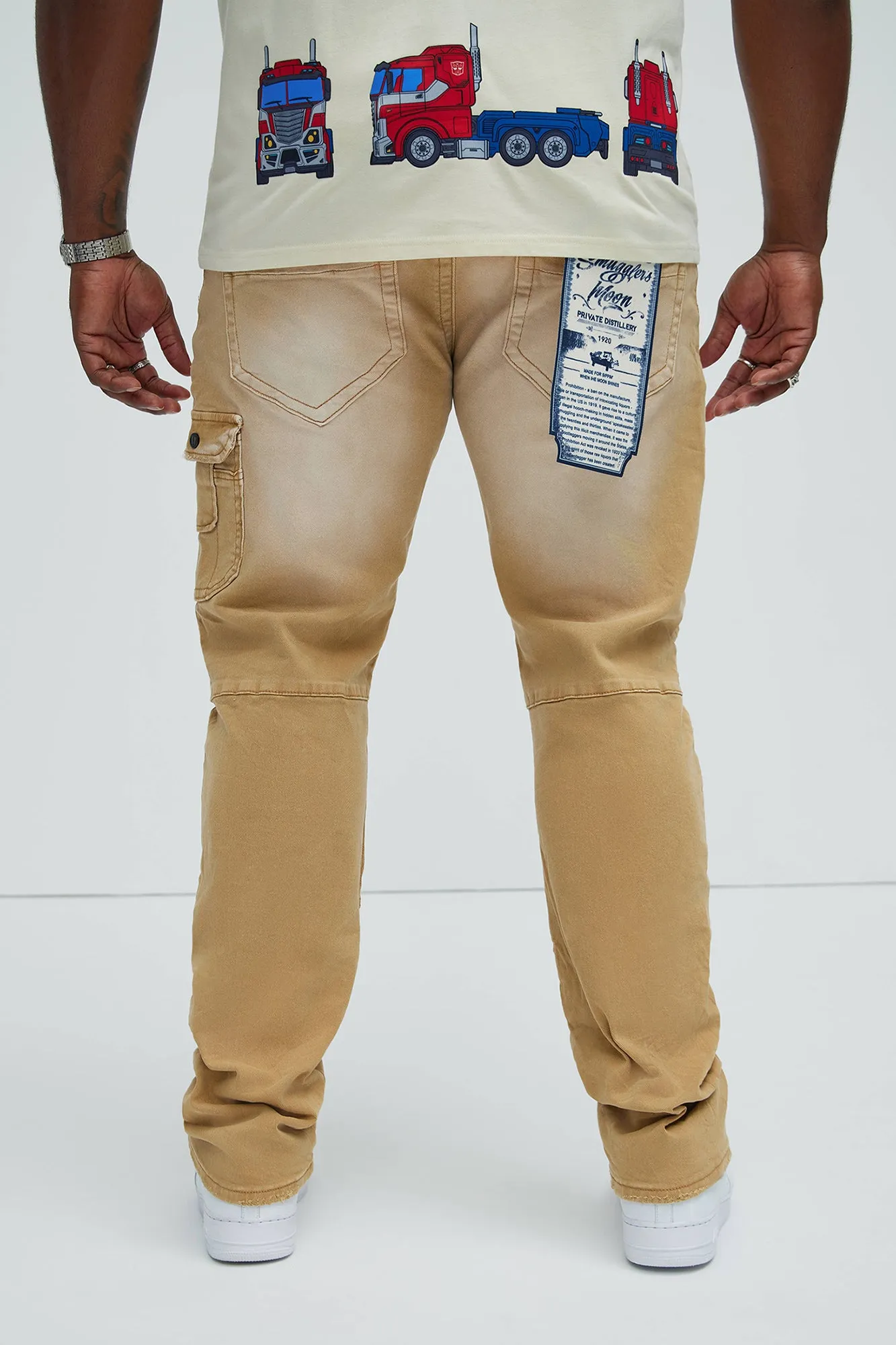 Chill Out Washed Slim Flare Jeans - Khaki