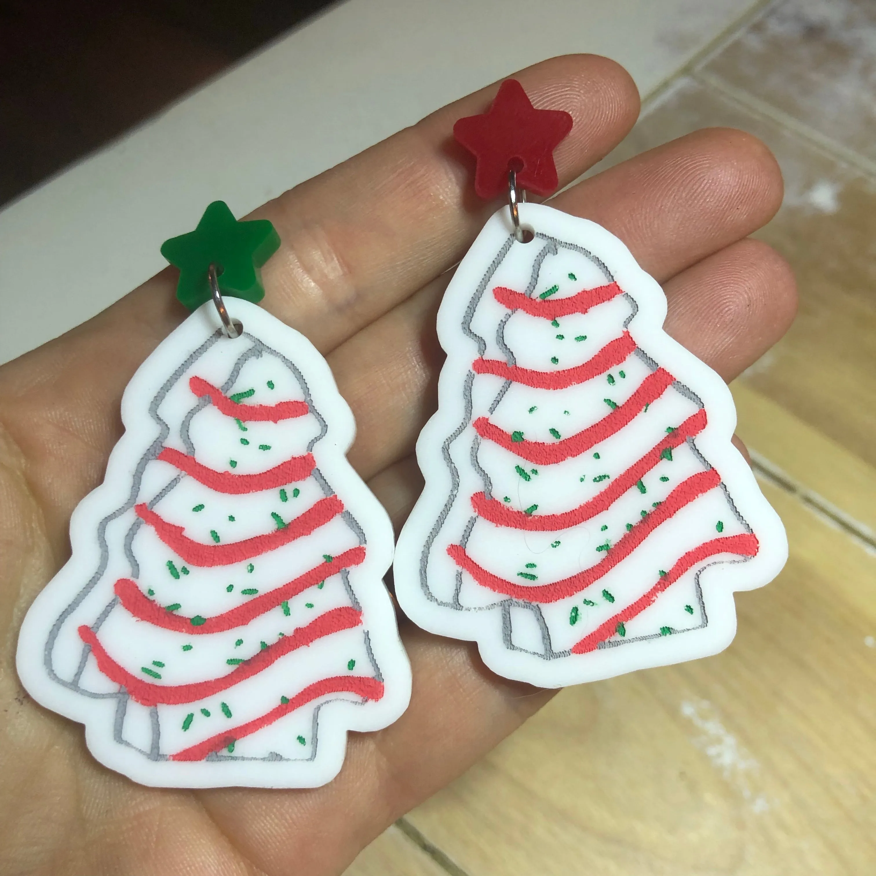 Christmas Tree Cake Dangle Earrings