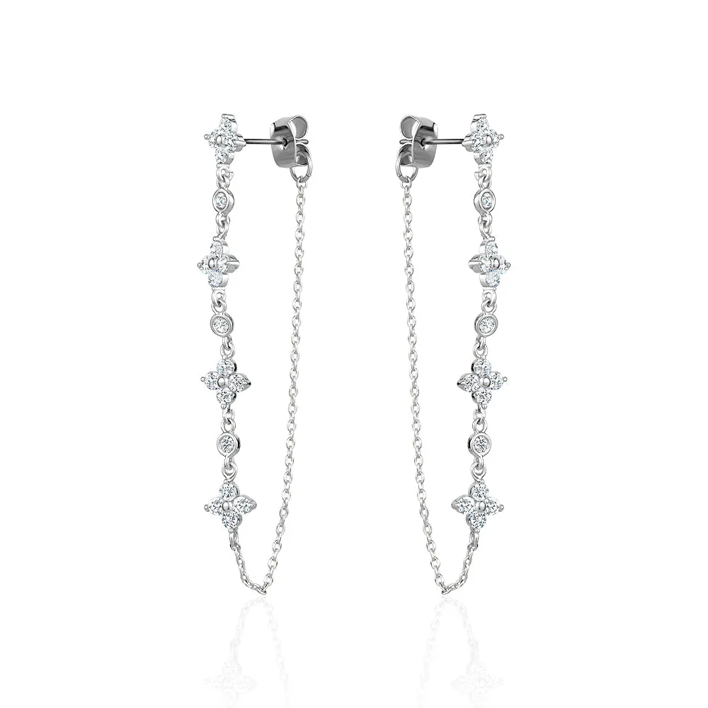 CLOVER CHAIN CRYSTAL EARRINGS