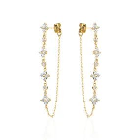 CLOVER CHAIN CRYSTAL EARRINGS