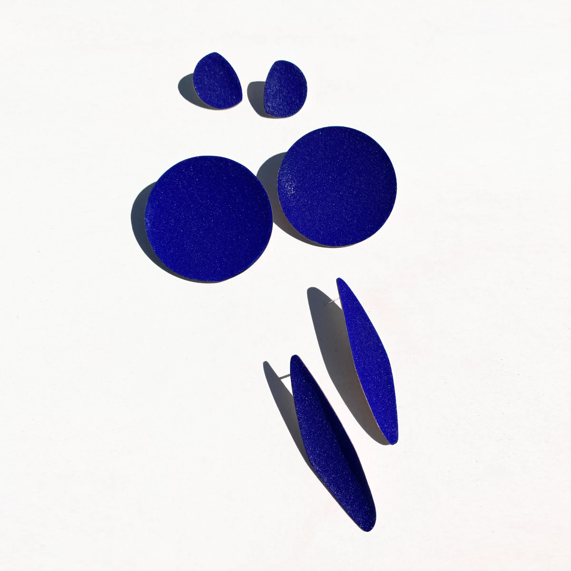 Color Field Disc Earring, Cobalt Blue