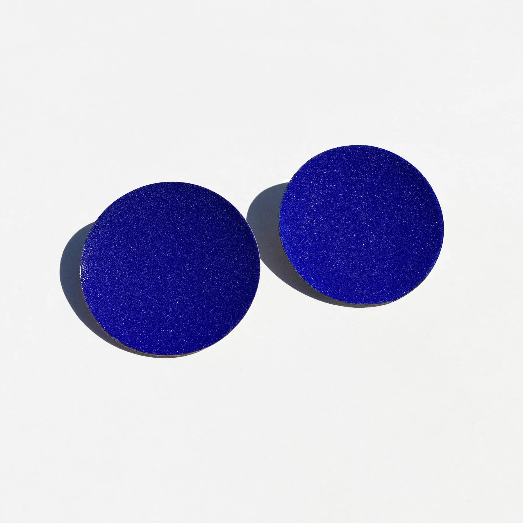 Color Field Disc Earring, Cobalt Blue