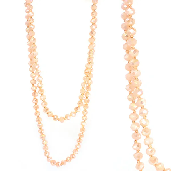 Cream Crystal Beaded 60" Layering Necklace