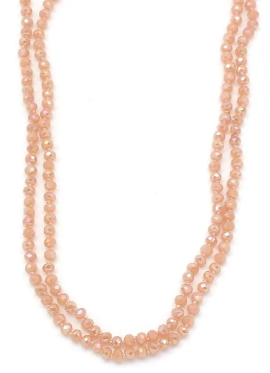 Cream Crystal Beaded 60" Layering Necklace