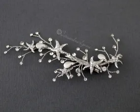 Crystal Starfish and Shell Wedding Clip