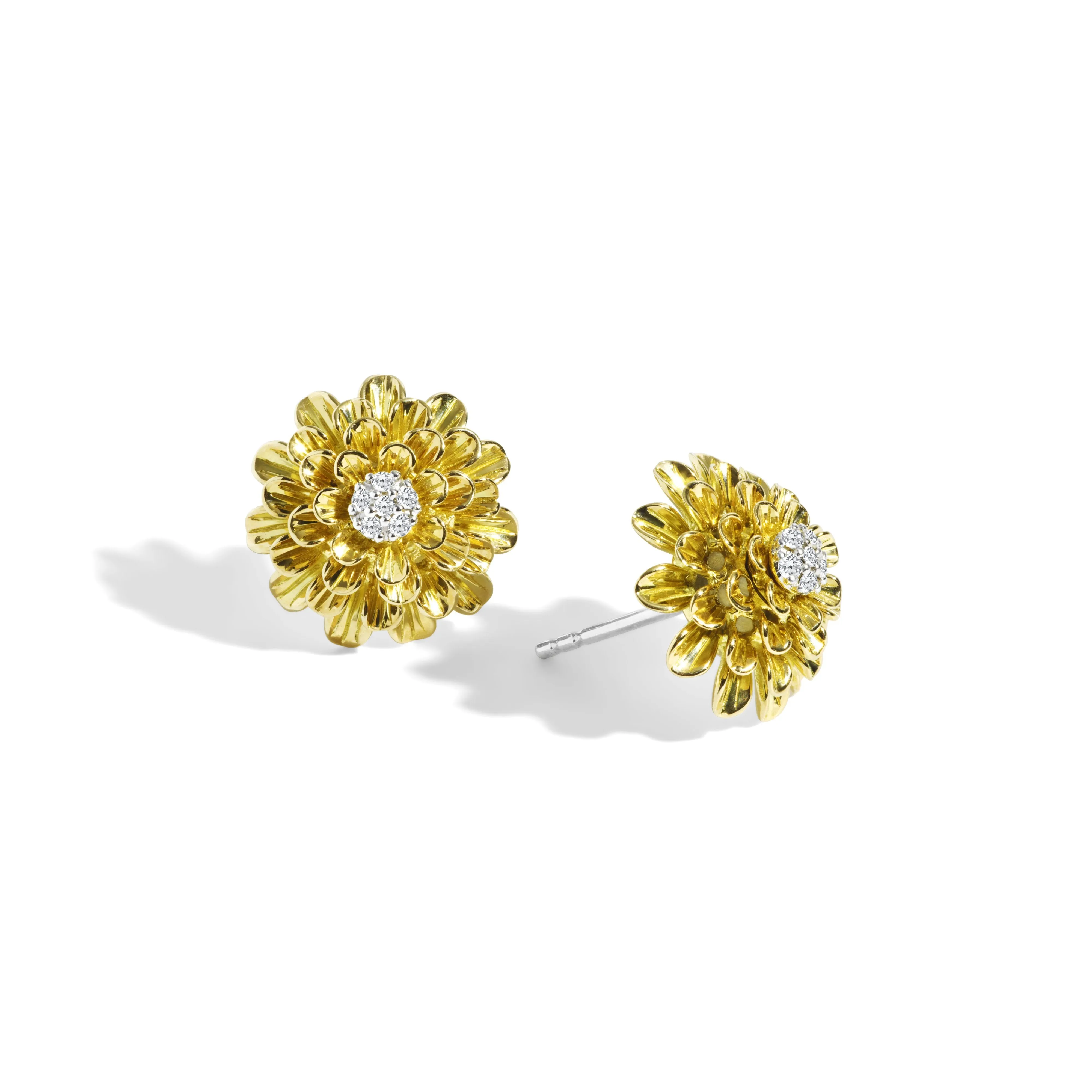 Dandelion Flower Earrings with Diamonds