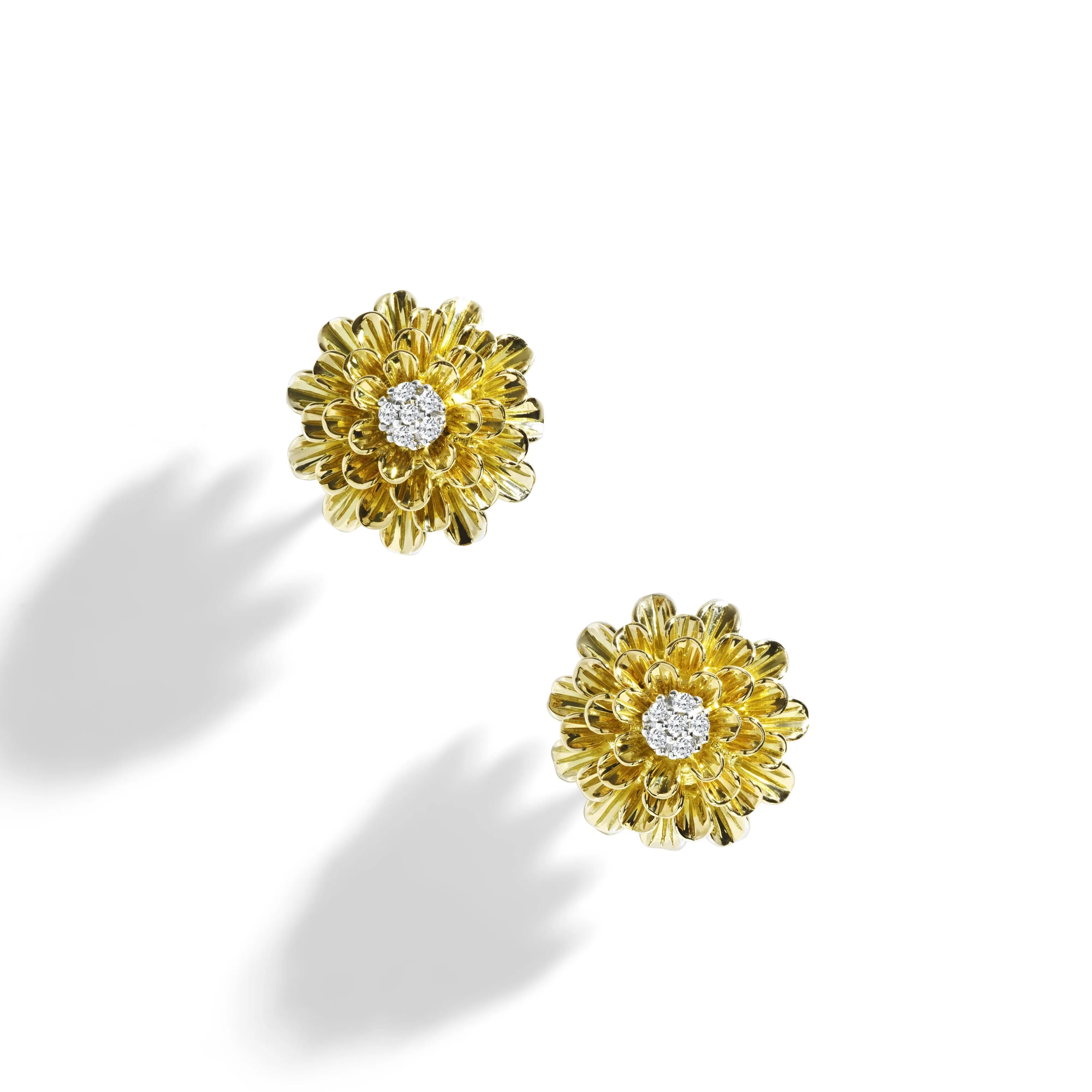 Dandelion Flower Earrings with Diamonds