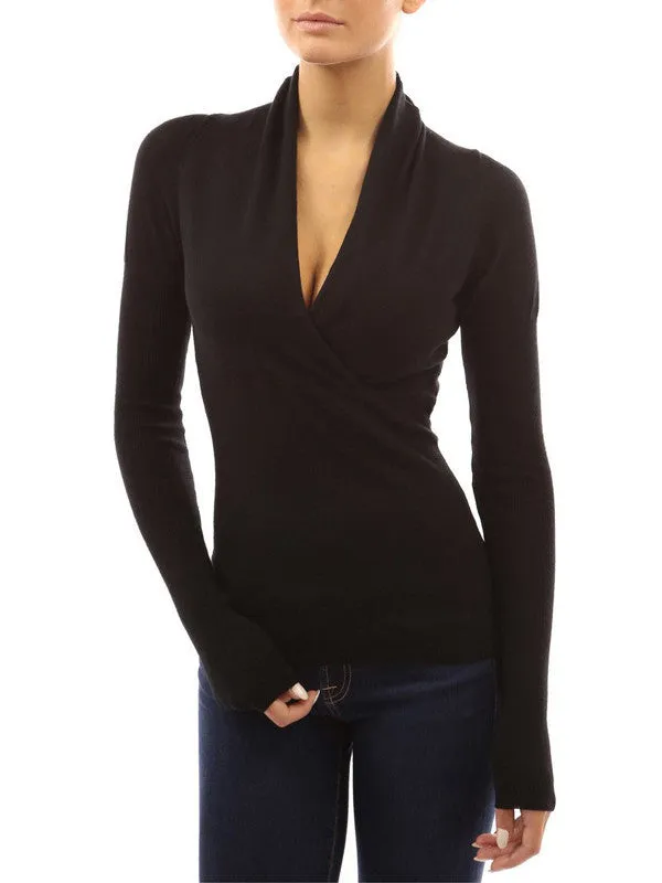 Deep V Neck Wrap Top