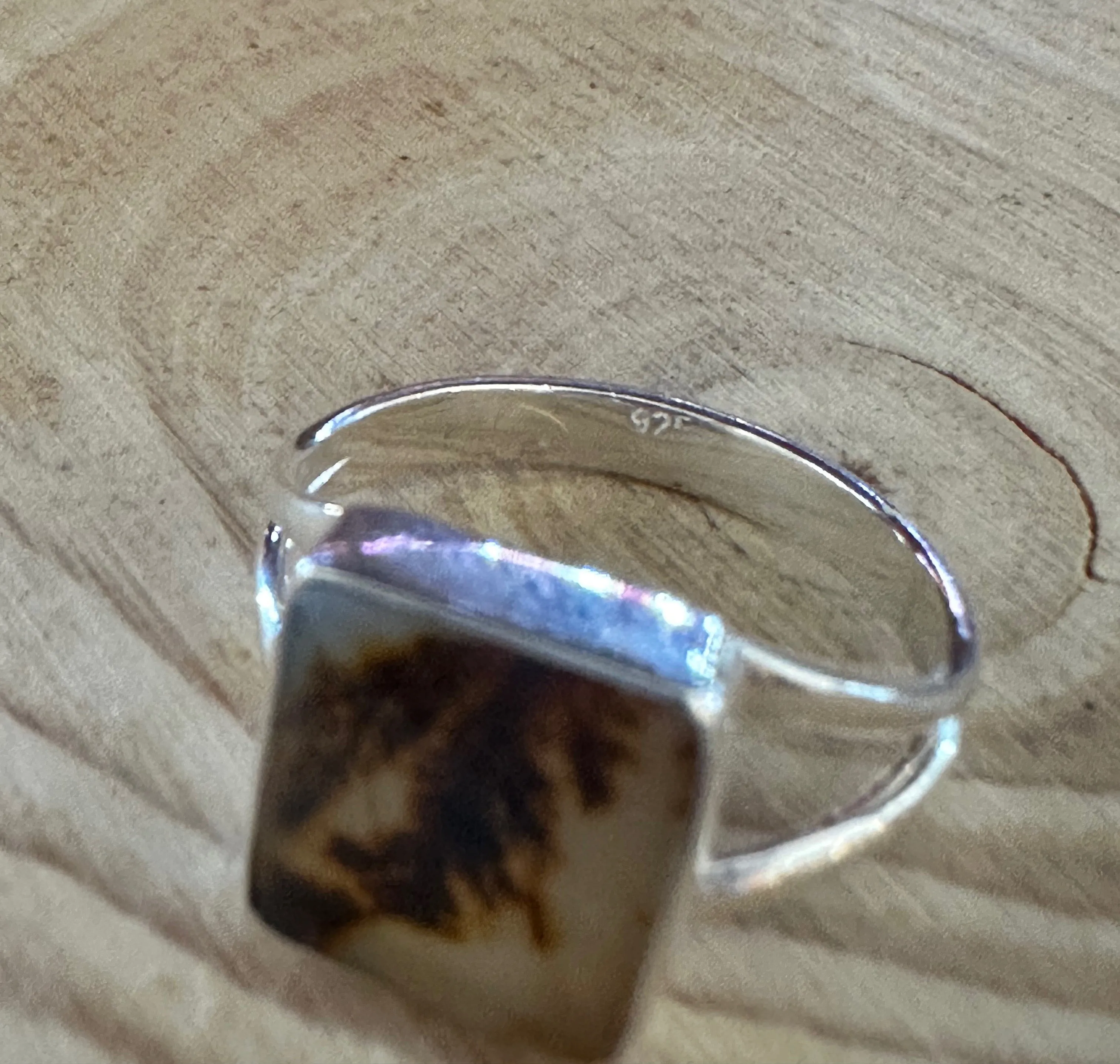 DENDRITIC AGATE and Silver Ring Size 7