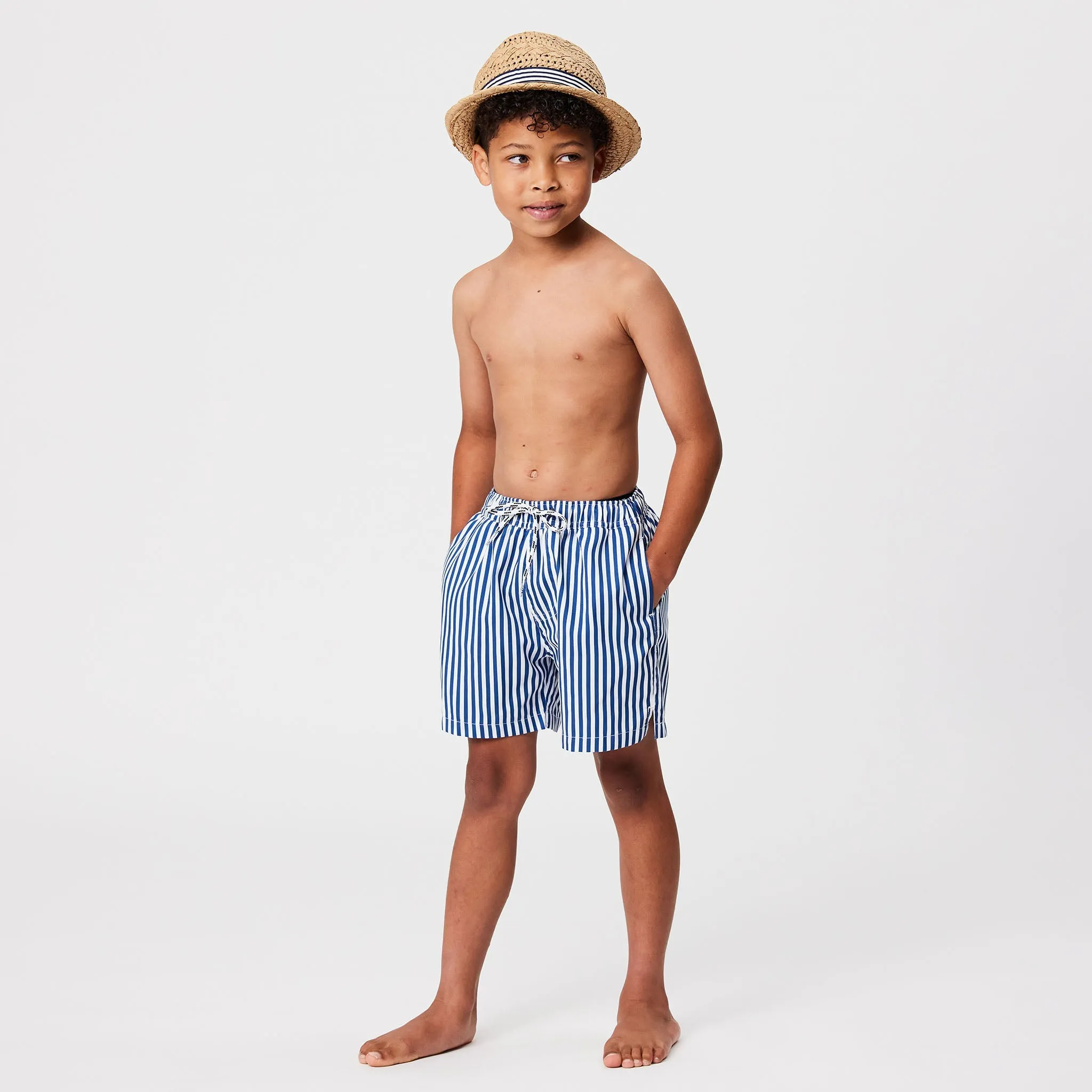 Denim Stripe Comfort Lined Swim Short