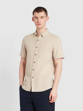 Denzie Jacquard Short Sleeve Shirt In Ecru