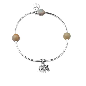 Elephant | Soft Bangle Charm Bracelet | Amazonite