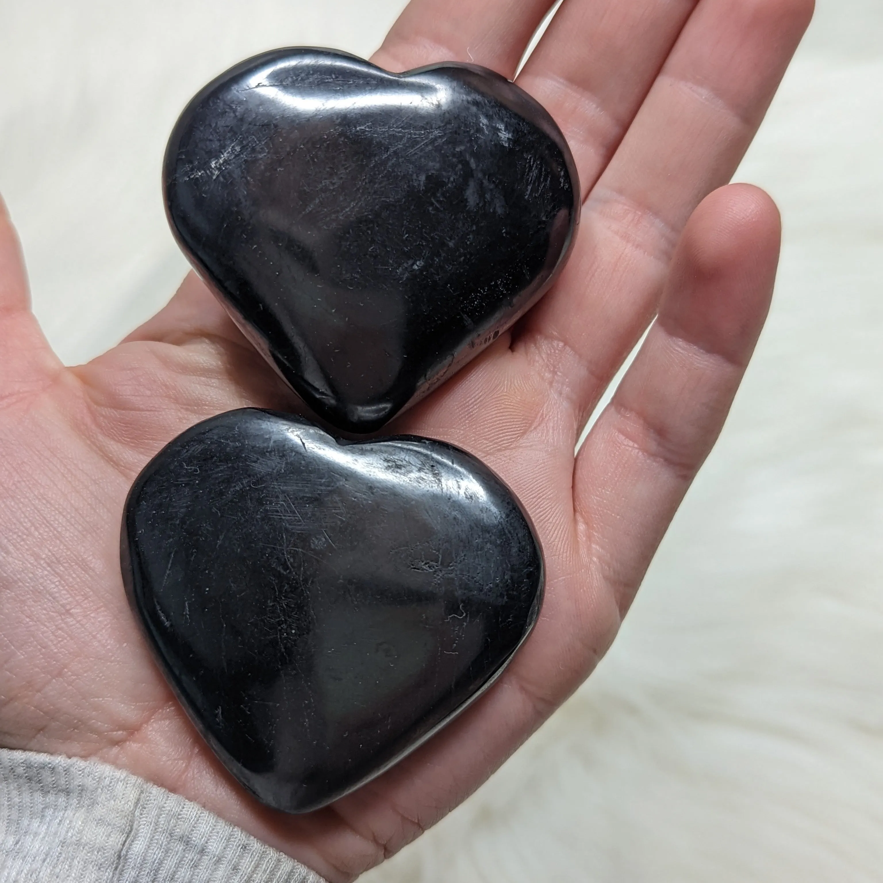 EMF Protection~One Polished Shungite Heart Carving