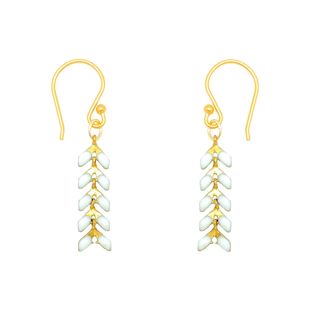 Enamel Cascade Earrings - Short - White