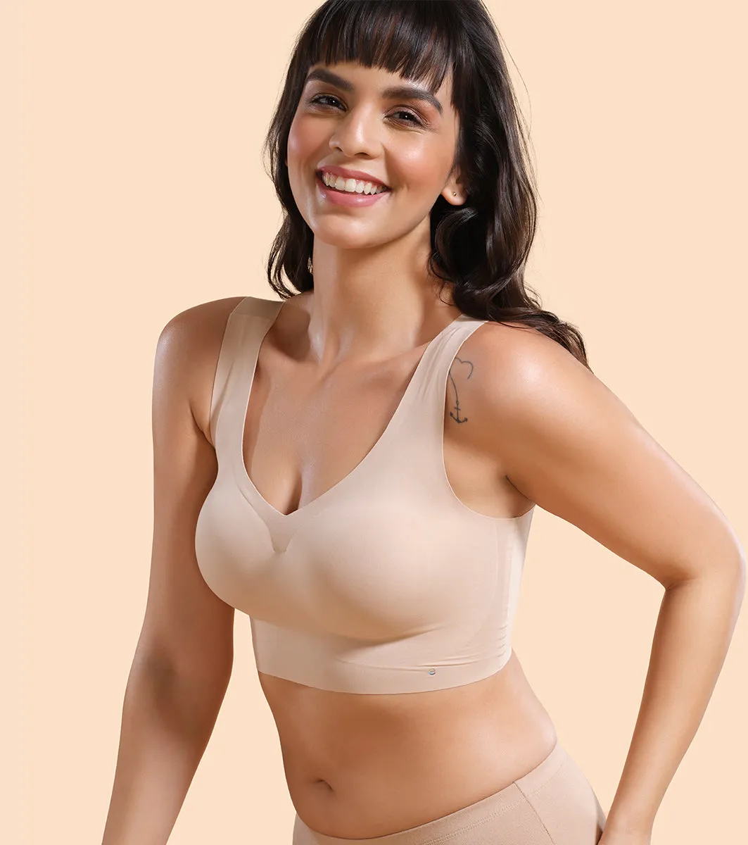 Enamor InvisiBra F070 Ultra Smooth Freedom Bra for Women- Padded Wirefree and Full Coverage - Pale Skin