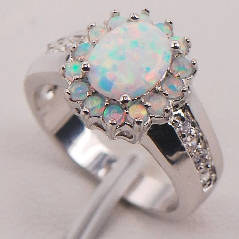 Fashion Classic White Fire Opal Ring - 925 Sterling Silver