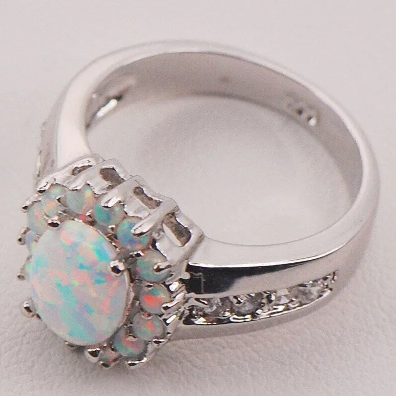 Fashion Classic White Fire Opal Ring - 925 Sterling Silver