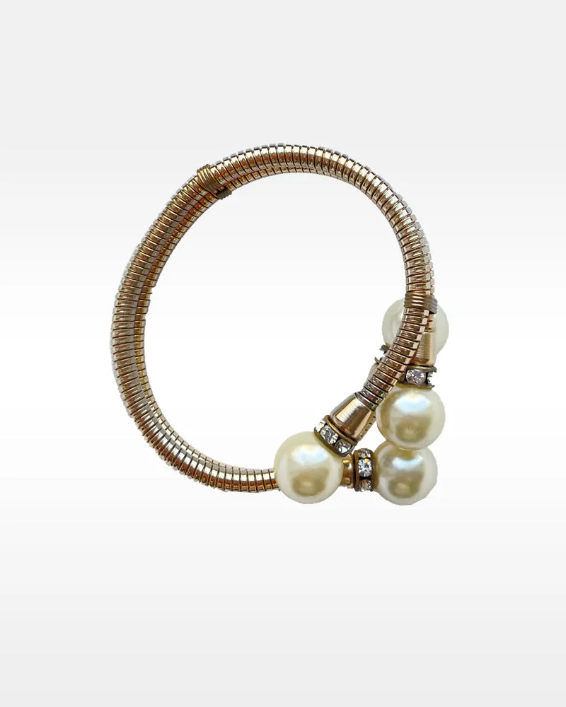 Faux Pearl and Rhinestone Bracelet