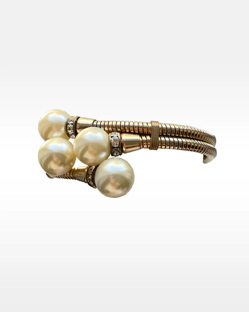 Faux Pearl and Rhinestone Bracelet