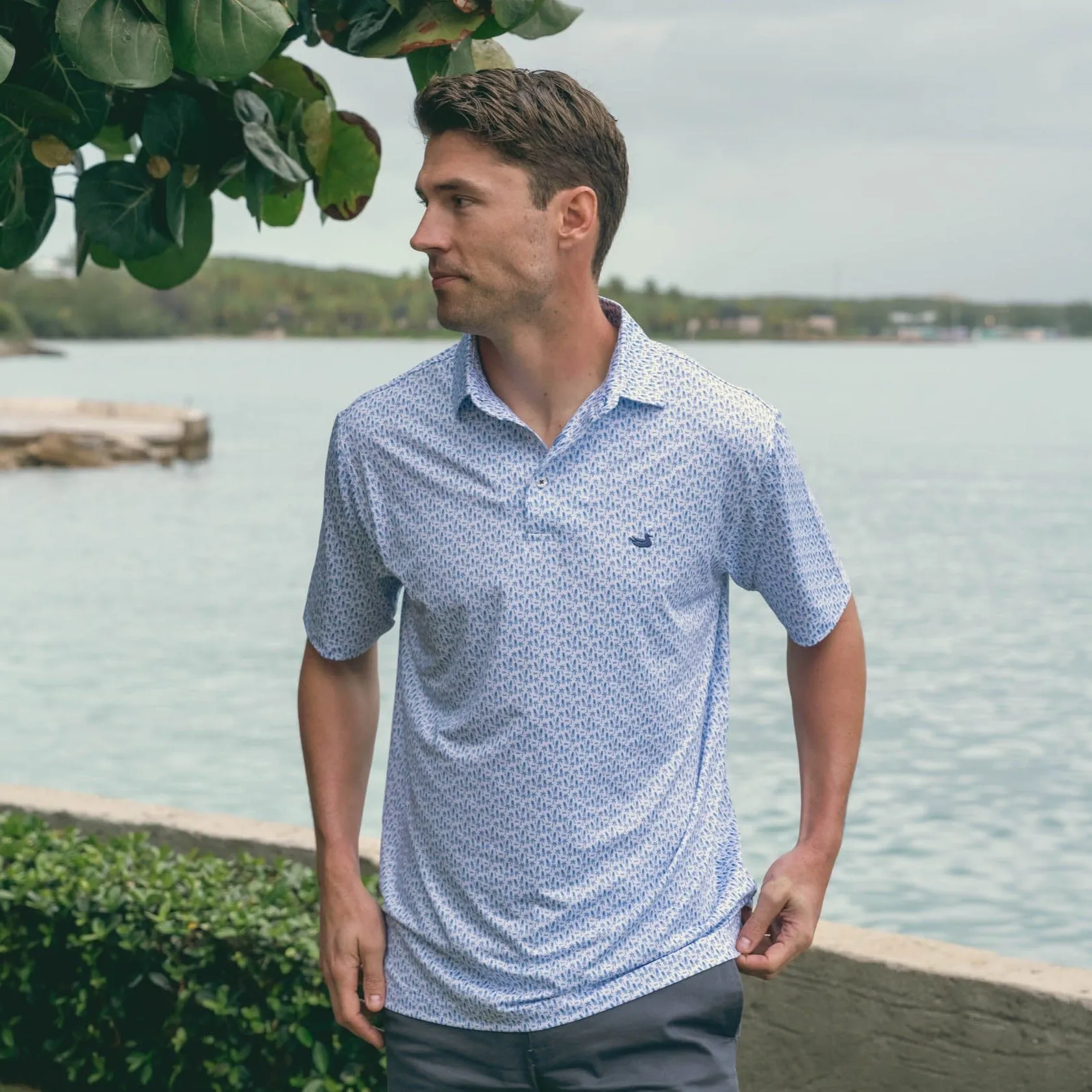 Flyline Performance Polo - Palm & Pineapples