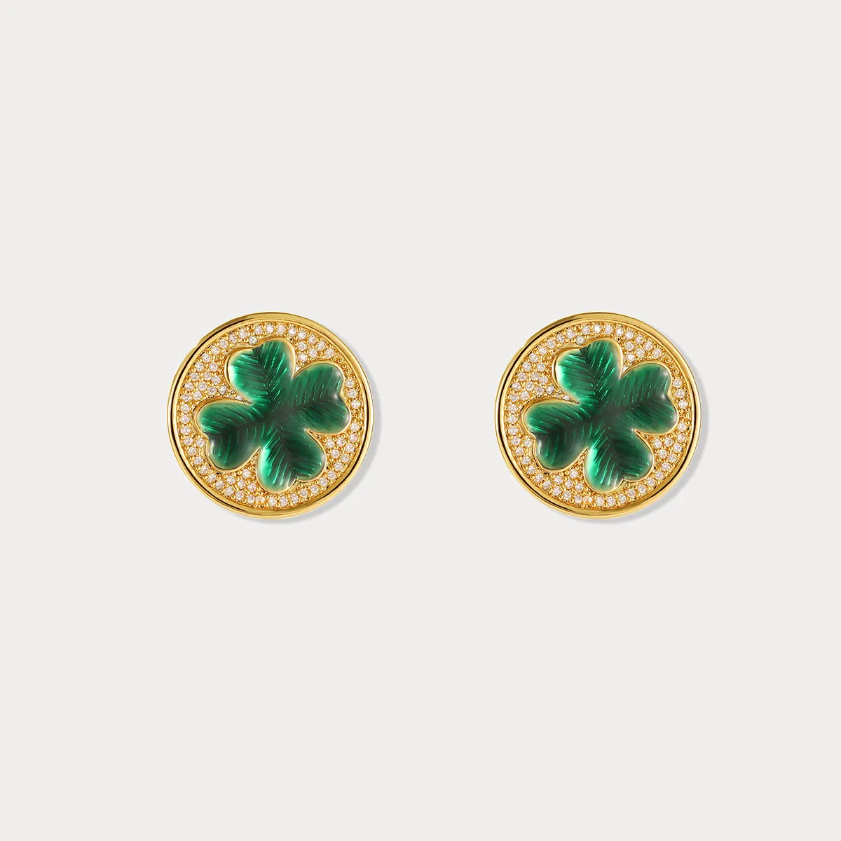 Four-leaf Clover Coin Stud Earrings