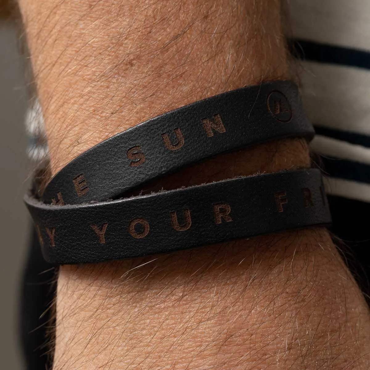 Friends Like The Sun Leather Bracelet- Black