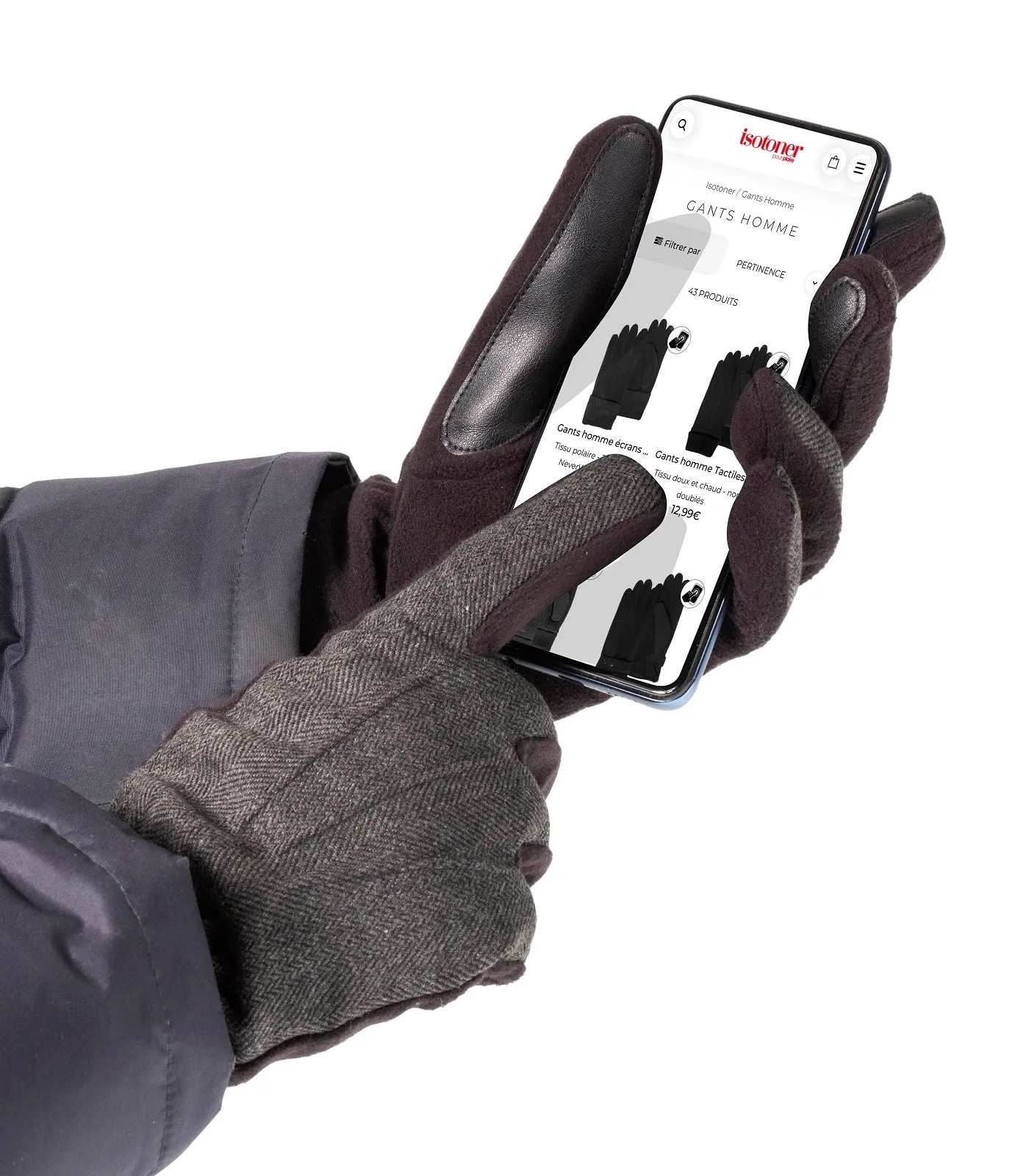 Gants Homme tactiles polaire ultra déperlant Noir