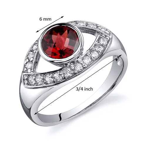 Garnet Ring Sterling Silver Enlightened Third Eye Design 1 Carat Size 7