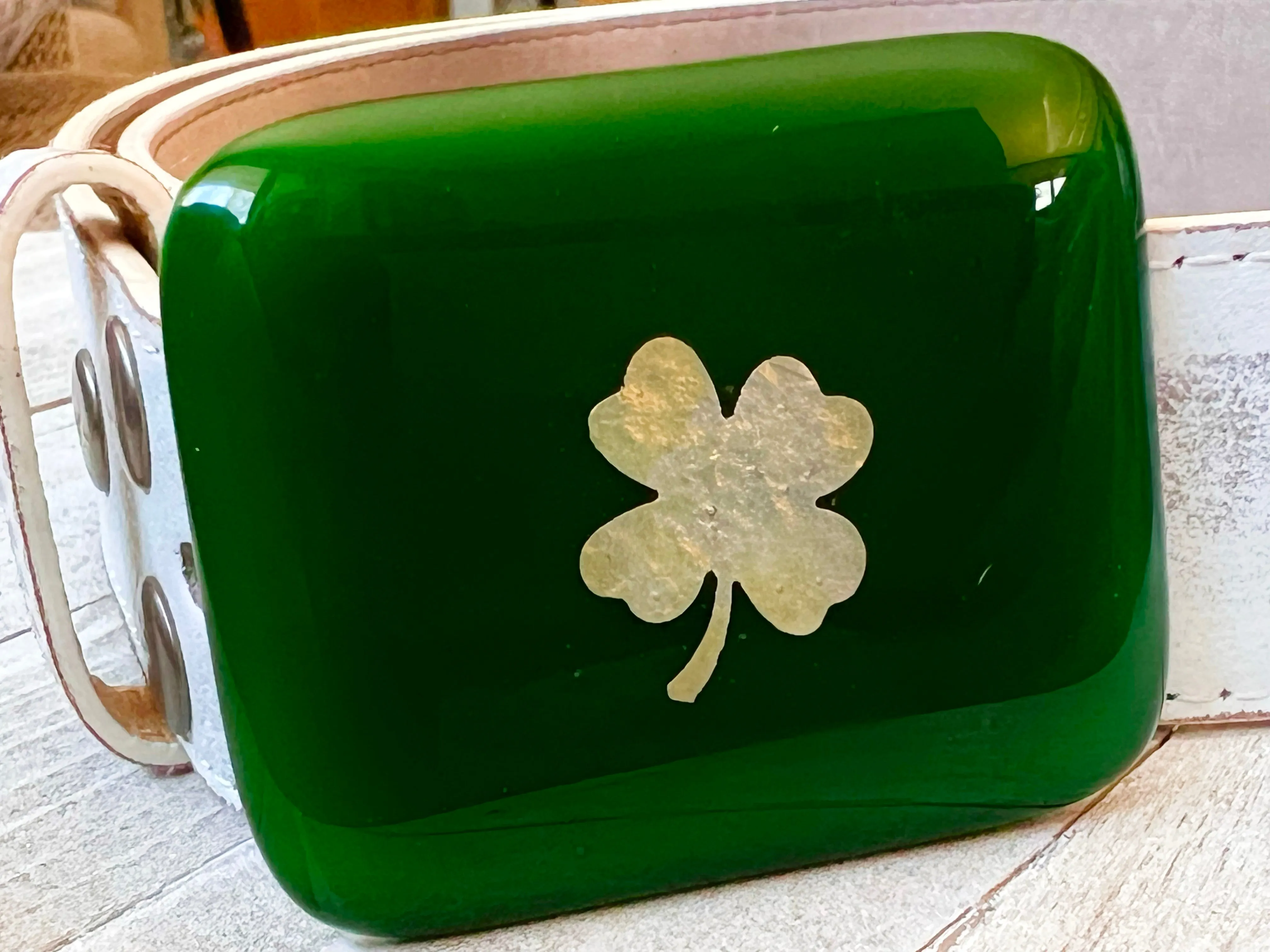 Get Lucky! Glass Belt Buckle, strap sold seperate