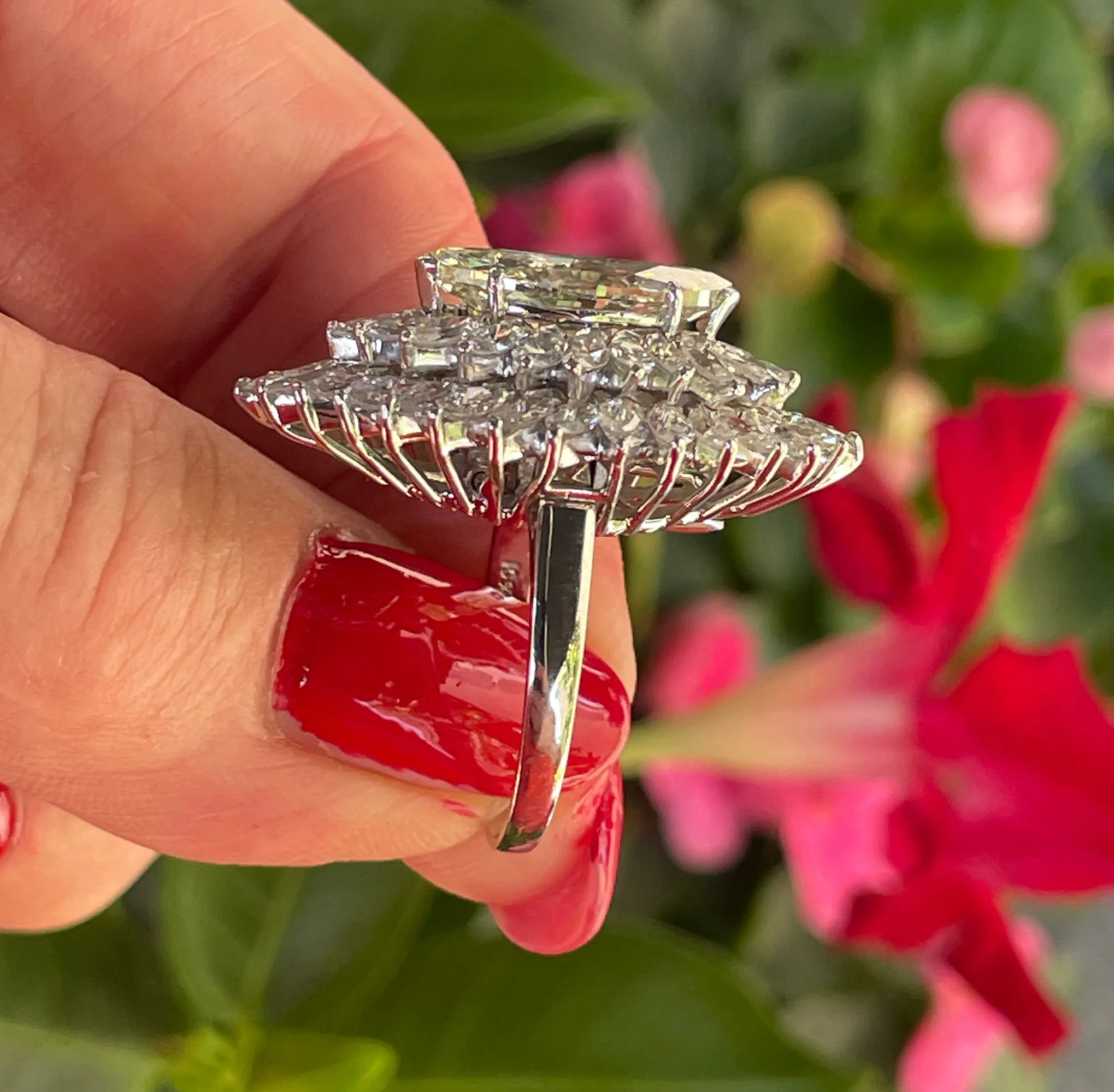 GIA 9.80ctw A Breathtaking Circa 1960s Estate BALLERINA Marquise Diamond Cocktail Ring by Palais